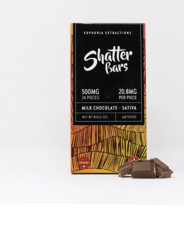 500mg Milk Chocolate Sativa Shatter Bar from Bradford cannabis dispensary