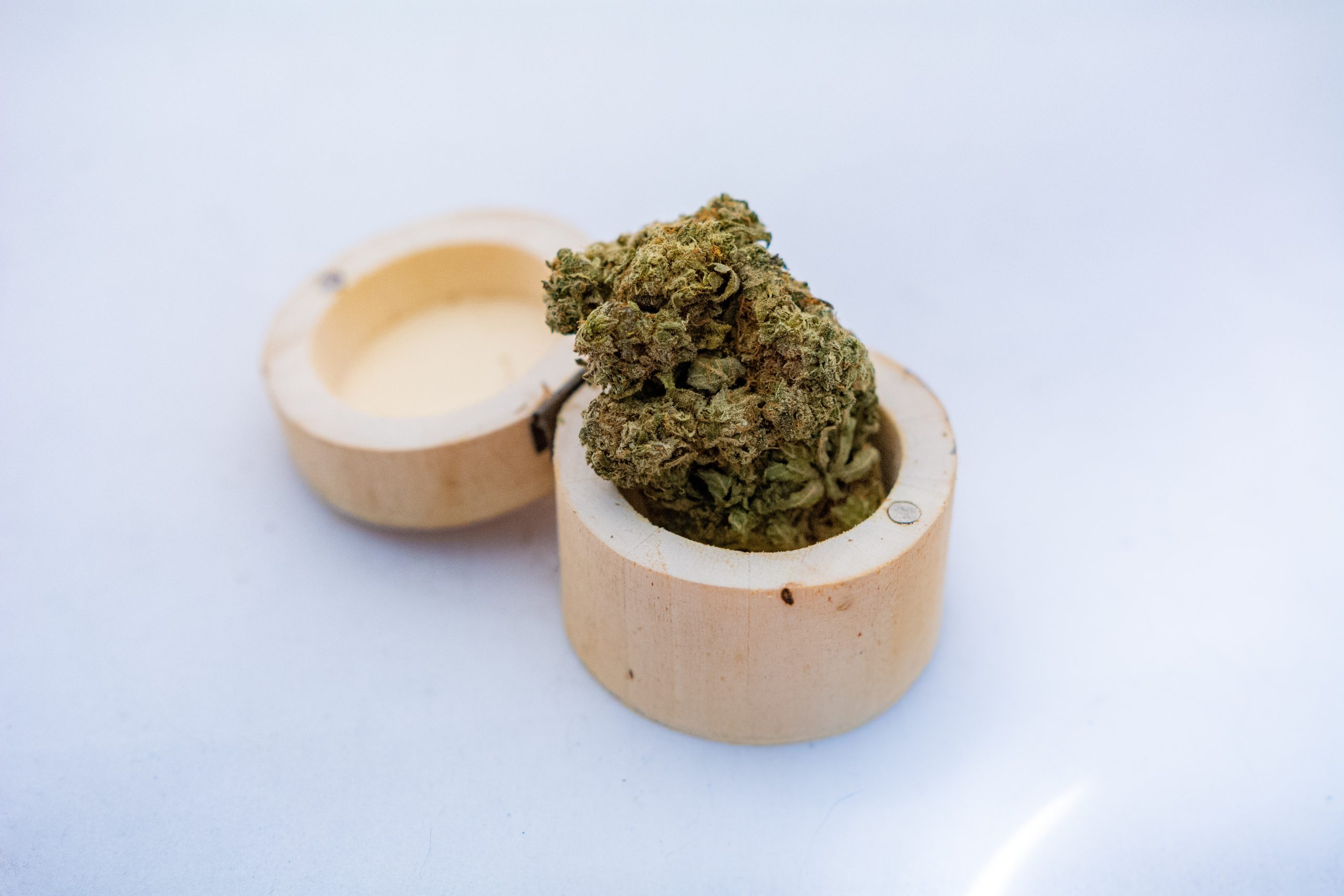 Cannabis on Wooden Bowl